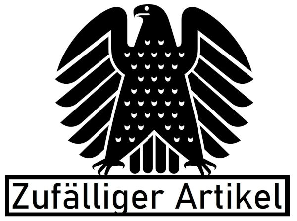 Adler des Bundestages über der dem Text "Zufälliger Artikel"